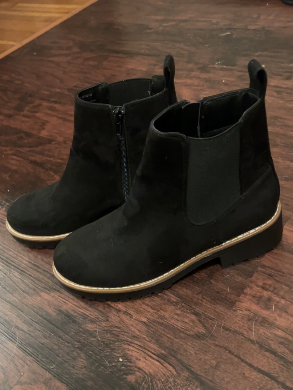 kenzie Black Suede Ankle Booties with Lug Sole